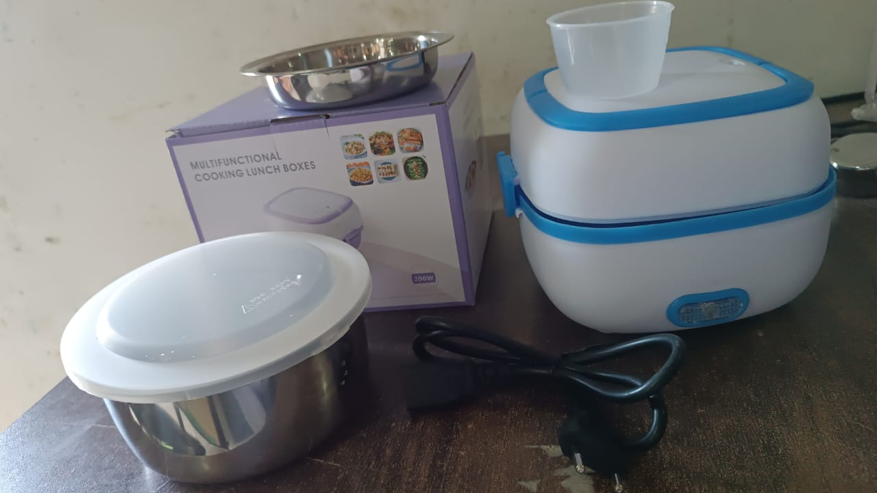 Electric Lunch Box, 3 In 1 Food Heater / Cooker / Steamer with Stainless Steel Bowls (1 Set) Electric Lunch Box, 3 In 1 Food Heater / Cooker / Steamer with Stainless Steel Bowls (1 Set)